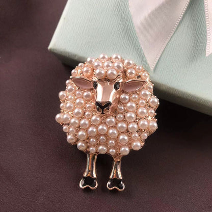 Elegant Sheep Brooch with Pearl Detailing by HitMyNeed
