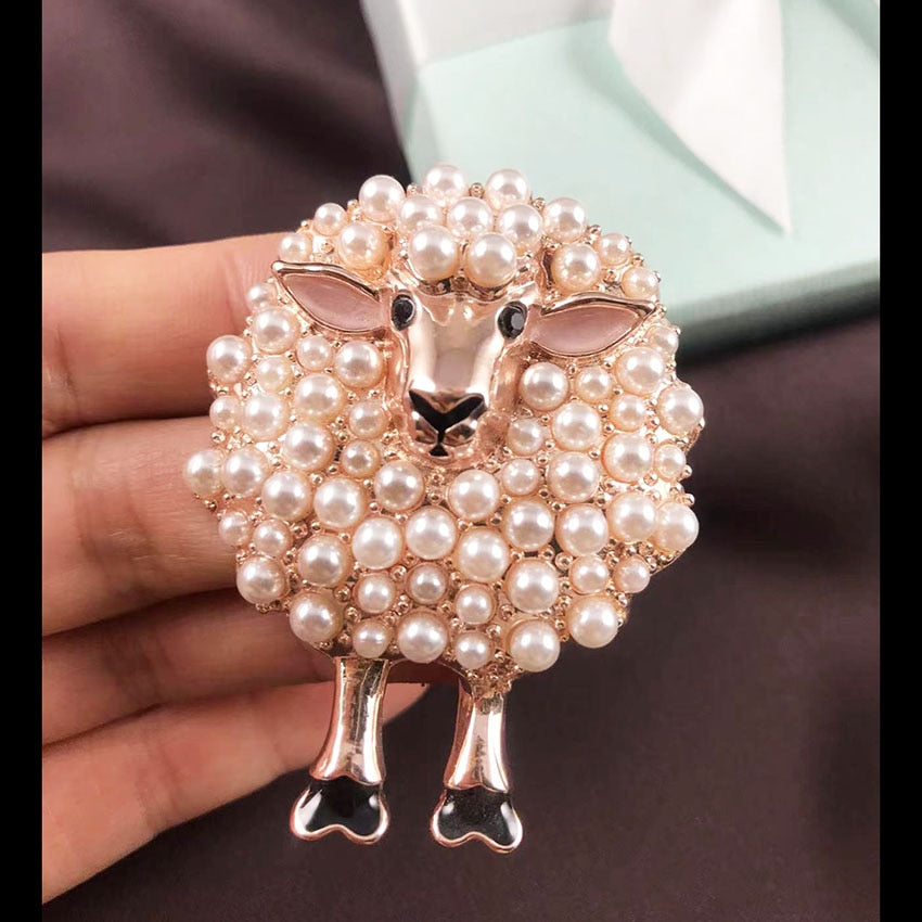 Elegant Sheep Brooch with Pearl Detailing by HitMyNeed