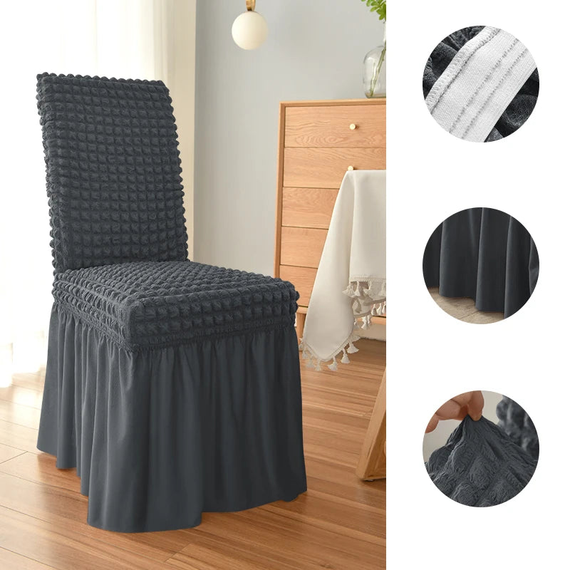 Elegant Skirted Chair Cover with Elastic Fit by HitMyNeed