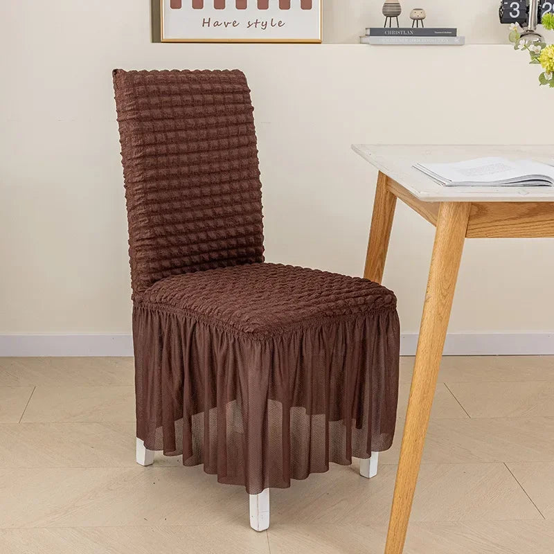 Elegant Skirted Chair Cover with Elastic Fit coffee by HitMyNeed