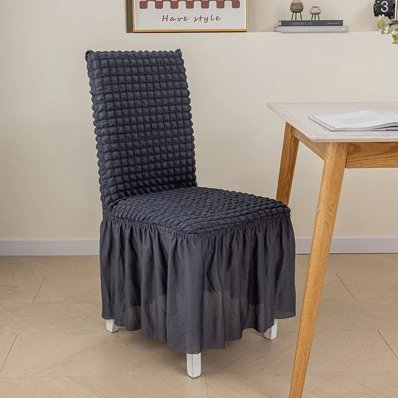 Elegant Skirted Chair Cover with Elastic Fit dark-grey by HitMyNeed