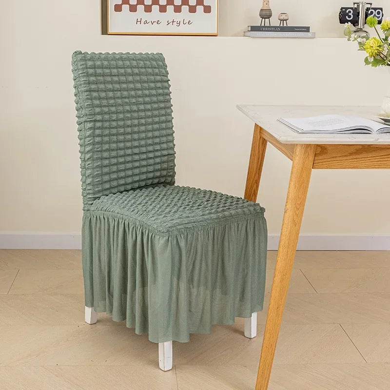 Elegant Skirted Chair Cover with Elastic Fit green by HitMyNeed