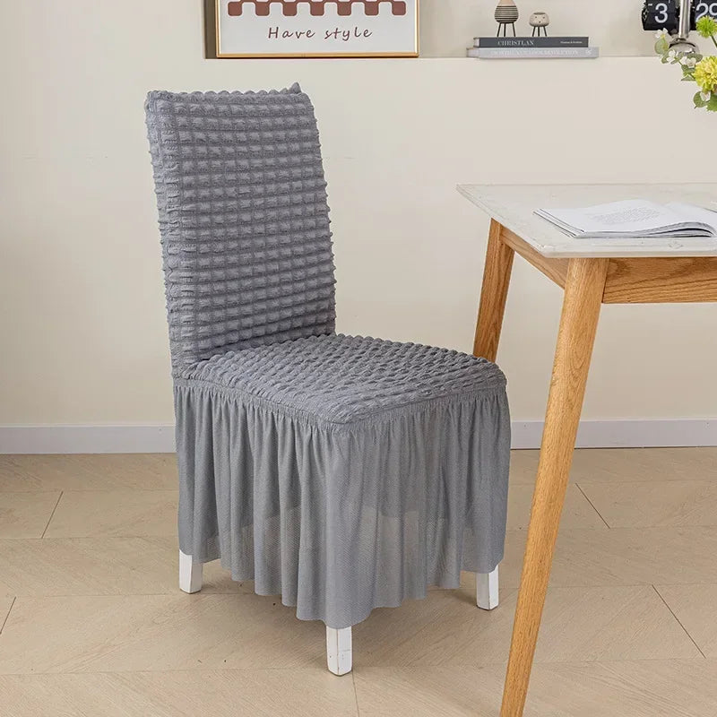 Elegant Skirted Chair Cover with Elastic Fit grey by HitMyNeed