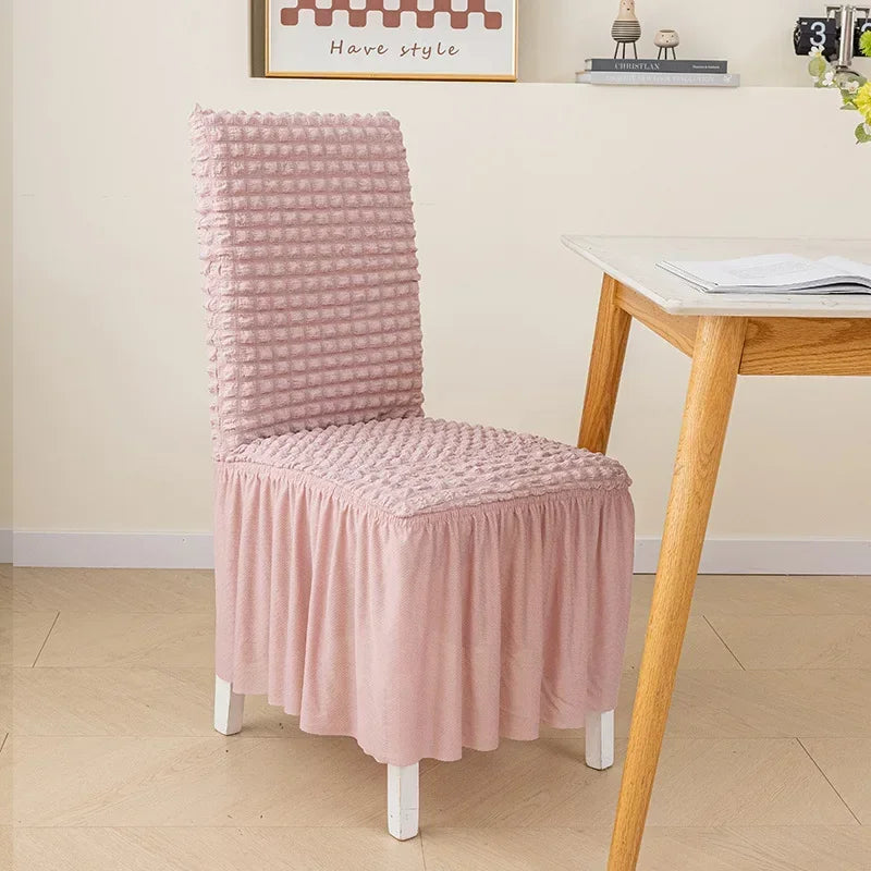 Elegant Skirted Chair Cover with Elastic Fit pink by HitMyNeed