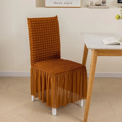 Elegant Skirted Chair Cover with Elastic Fit sunset-yellow by HitMyNeed