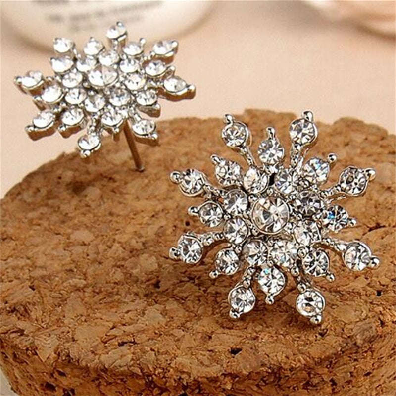 Elegant Snowflake Crystal Stud Earrings by HitMyNeed
