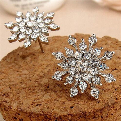 Elegant Snowflake Crystal Stud Earrings by HitMyNeed