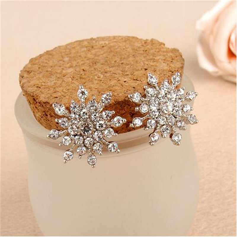 Elegant Snowflake Crystal Stud Earrings by HitMyNeed