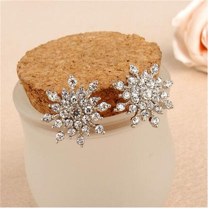 Elegant Snowflake Crystal Stud Earrings by HitMyNeed