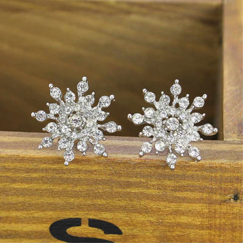Elegant Snowflake Crystal Stud Earrings by HitMyNeed