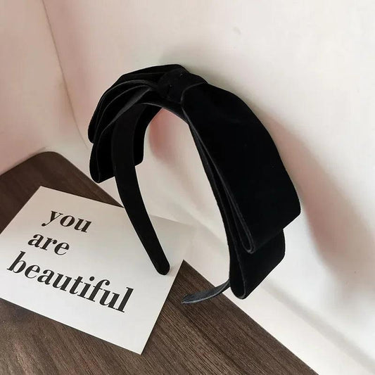 Elegant Velvet Bow Headband for Women black by HitMyNeed