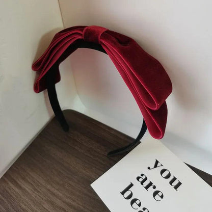 Elegant Velvet Bow Headband for Women wine by HitMyNeed