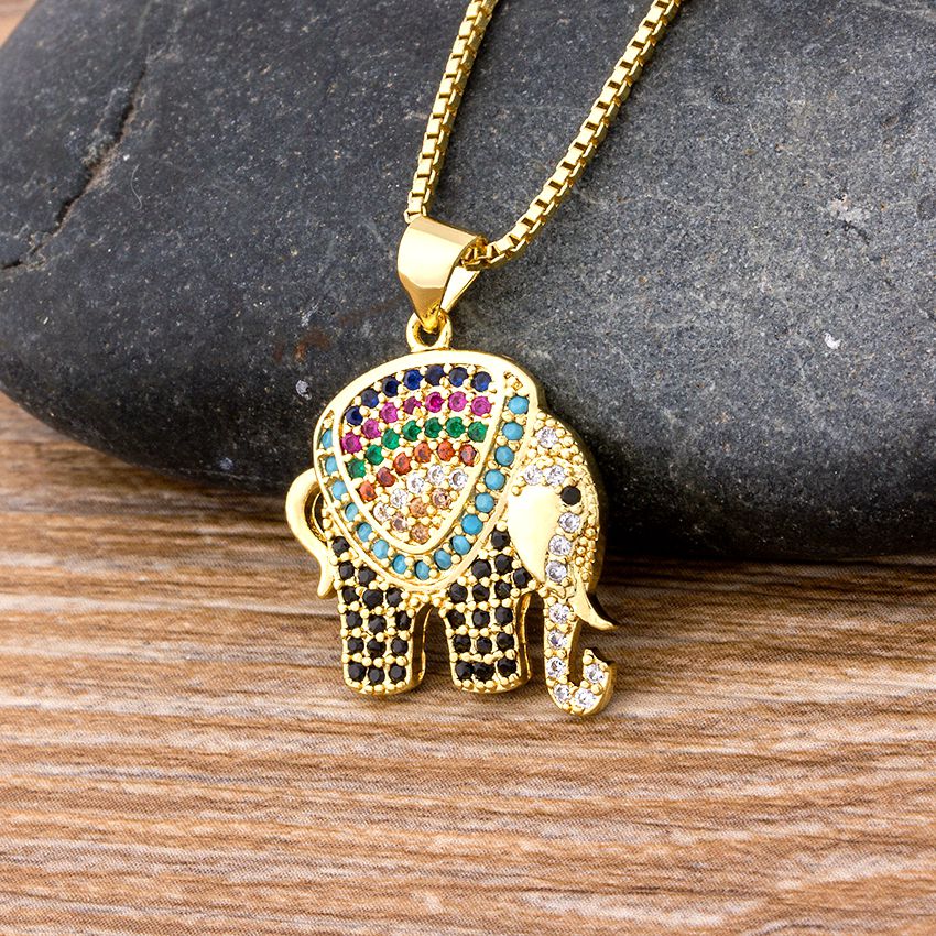 Elephant Pendant Necklace for Women, Cubic Zirconia by HitMyNeed