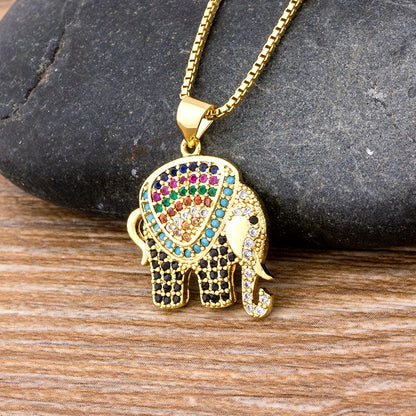 Elephant Pendant Necklace for Women, Cubic Zirconia by HitMyNeed
