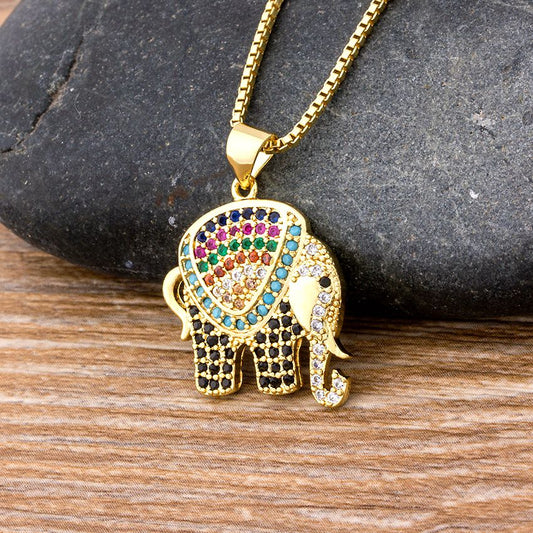 Elephant Pendant Necklace for Women, Cubic Zirconia by HitMyNeed