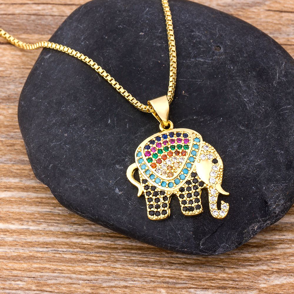 Elephant Pendant Necklace for Women, Cubic Zirconia by HitMyNeed