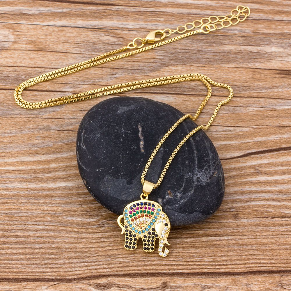 Elephant Pendant Necklace for Women, Cubic Zirconia by HitMyNeed