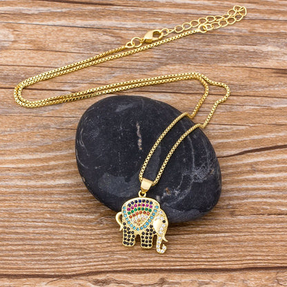 Elephant Pendant Necklace for Women, Cubic Zirconia by HitMyNeed