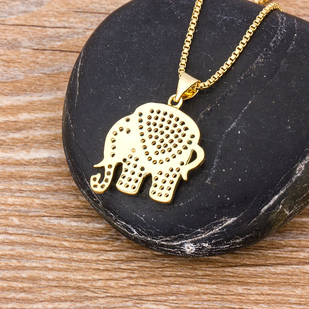 Elephant Pendant Necklace for Women, Cubic Zirconia by HitMyNeed