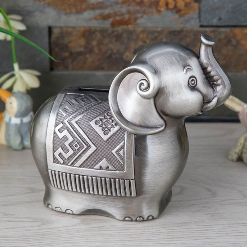 Elephant Piggy Bank Zinc Alloy Coin Savings Box by HitMyNeed