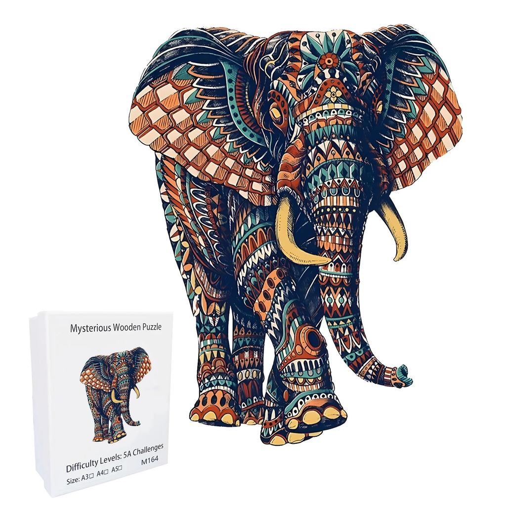Elephant Wooden Puzzle for Adults | Irregular Animal Pieces by HitMyNeed
