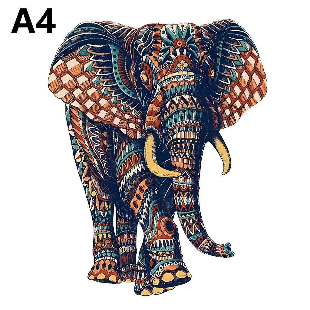 Elephant Wooden Puzzle for Adults | Irregular Animal Pieces m164-a4 by HitMyNeed