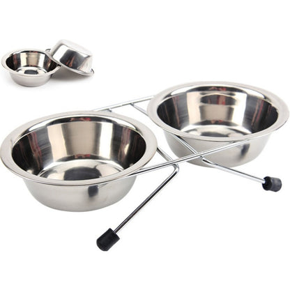 Elevated Double Dog Bowl Stand with Stainless Steel Bowls by HitMyNeed