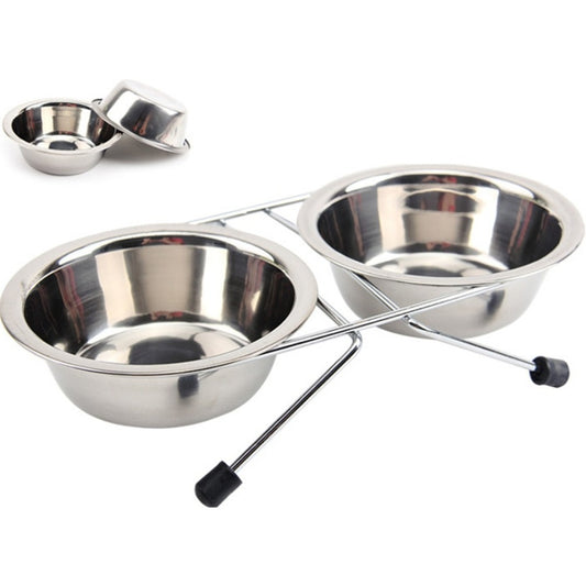 Elevated Double Dog Bowl Stand with Stainless Steel Bowls by HitMyNeed