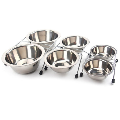 Elevated Double Dog Bowl Stand with Stainless Steel Bowls by HitMyNeed