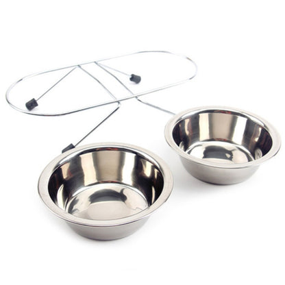 Elevated Double Dog Bowl Stand with Stainless Steel Bowls by HitMyNeed
