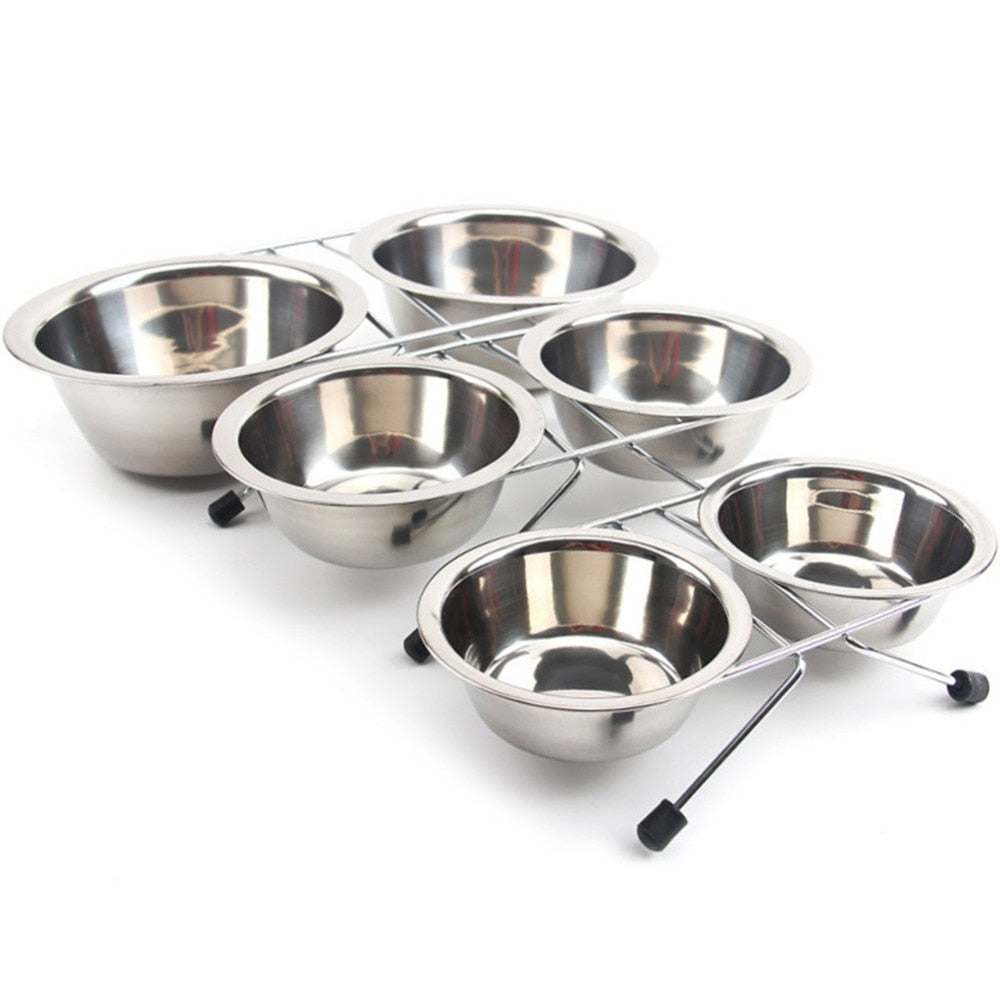 Elevated Double Dog Bowl Stand with Stainless Steel Bowls by HitMyNeed