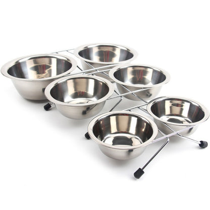 Elevated Double Dog Bowl Stand with Stainless Steel Bowls by HitMyNeed