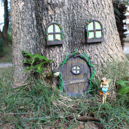 Elf Tree Door with Windows and Glow Lantern Set by HitMyNeed