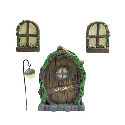 Elf Tree Door with Windows and Glow Lantern Set by HitMyNeed