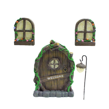 Elf Tree Door with Windows and Glow Lantern Set by HitMyNeed