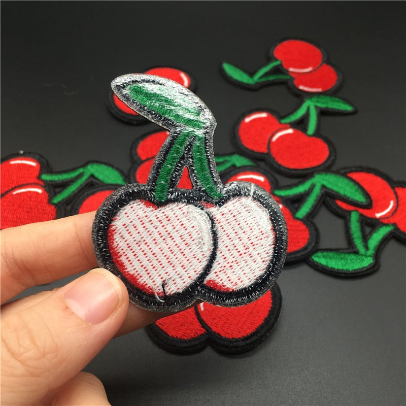 Embroidered Cherry Iron On Patch for Clothing by HitMyNeed