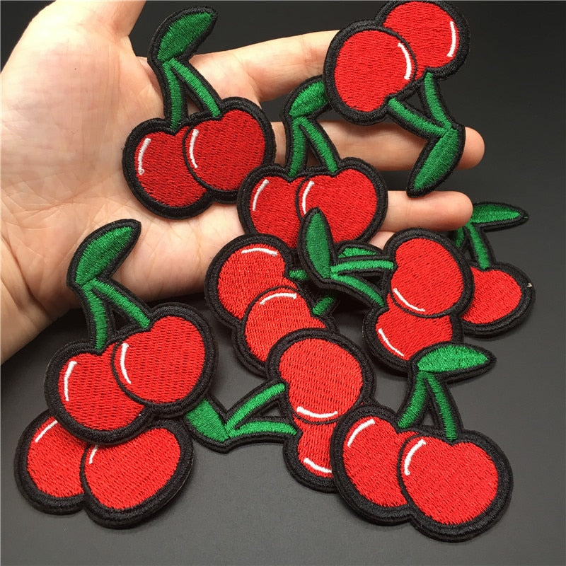 Embroidered Cherry Iron On Patch for Clothing by HitMyNeed