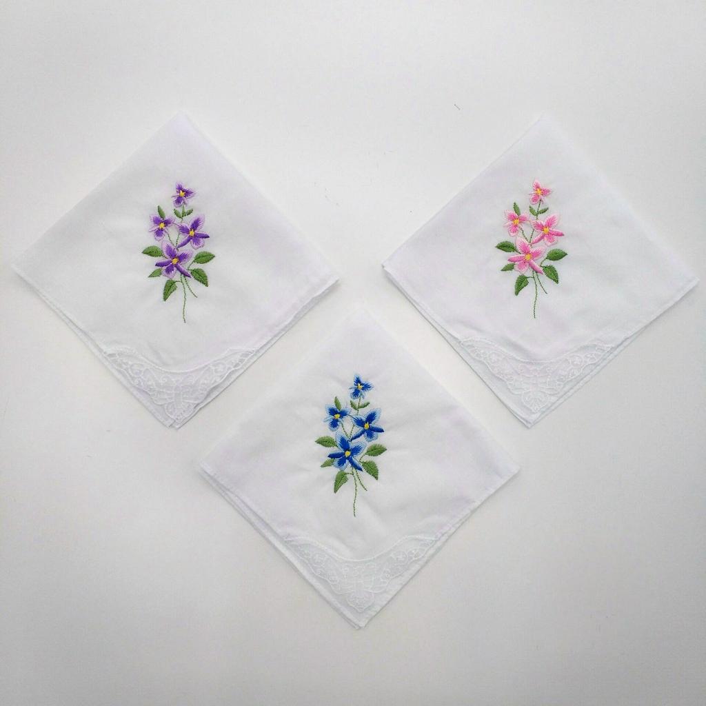 Embroidered Cotton Ladies Handkerchiefs (Set of 2) by HitMyNeed