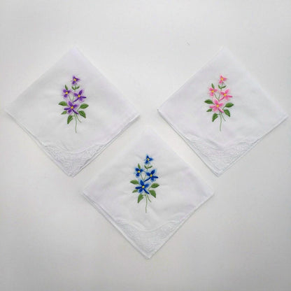 Embroidered Cotton Ladies Handkerchiefs (Set of 2) by HitMyNeed