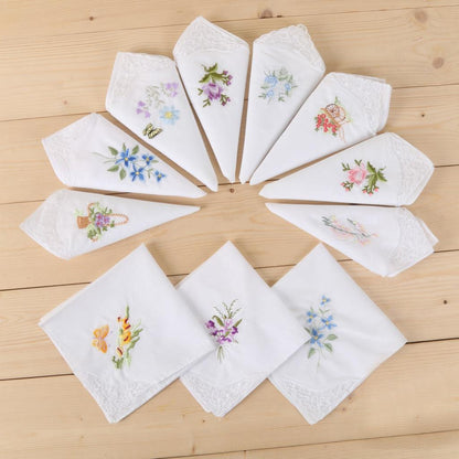 Embroidered Cotton Ladies Handkerchiefs (Set of 2) by HitMyNeed