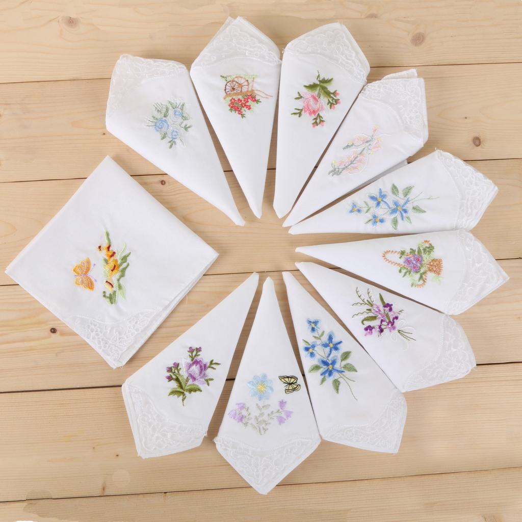 Embroidered Cotton Ladies Handkerchiefs (Set of 2) by HitMyNeed