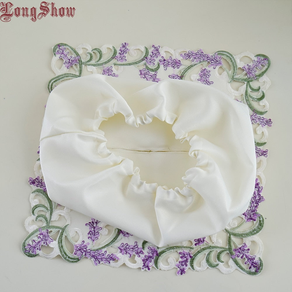 Embroidered Lavender Tissue Box Fabric Cover by HitMyNeed