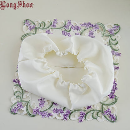 Embroidered Lavender Tissue Box Fabric Cover by HitMyNeed