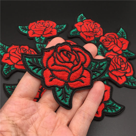 Embroidered Rose Iron-On Patch 6 cm by HitMyNeed