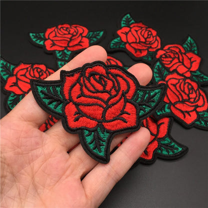 Embroidered Rose Iron-On Patch 6 cm by HitMyNeed