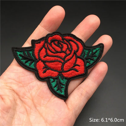 Embroidered Rose Iron-On Patch 6 cm by HitMyNeed