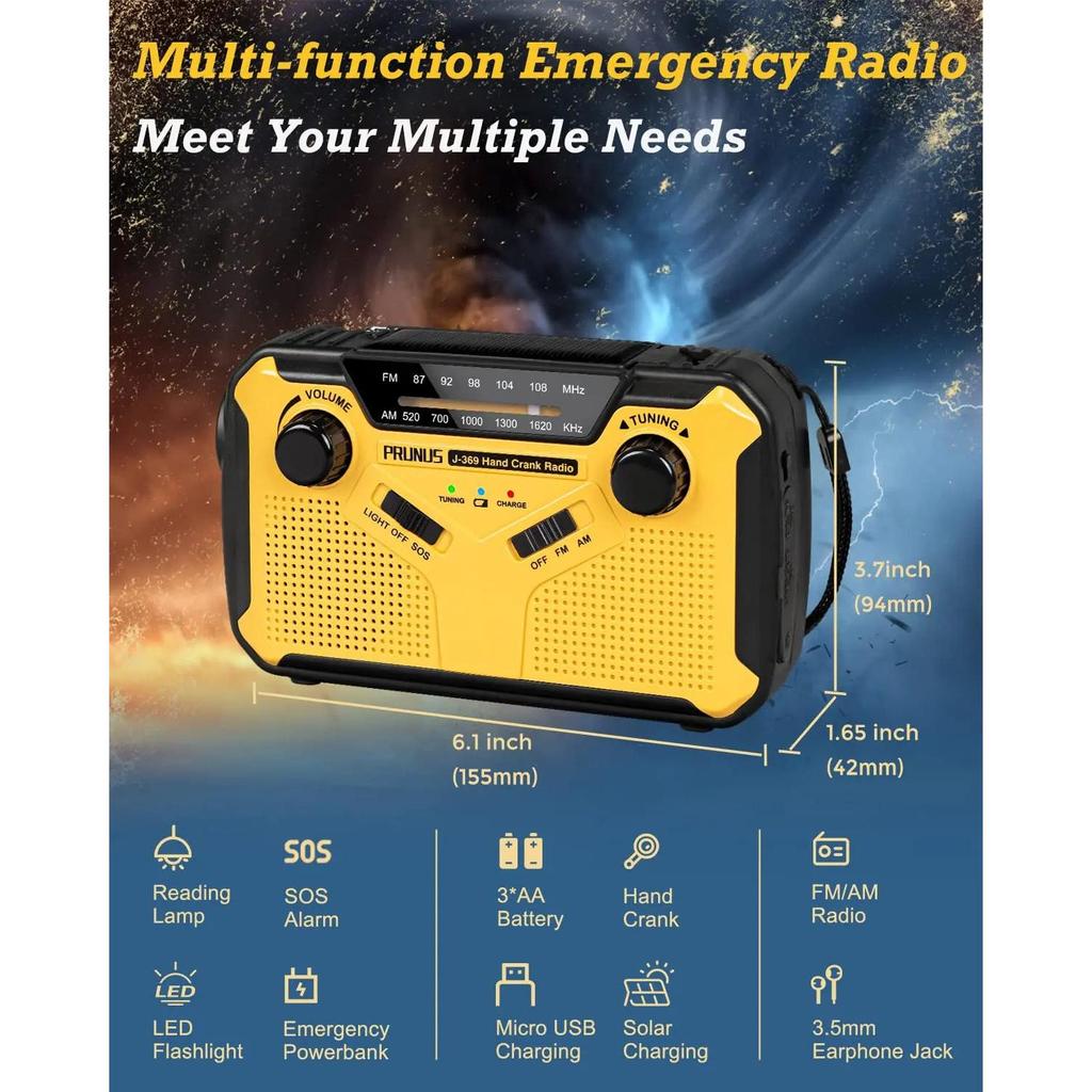 Emergency Solar Hand Crank AM/FM Radio with Torch by HitMyNeed