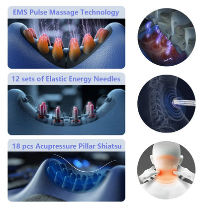 EMS Heated Neck Pillow Massager & Cervical Stretcher by HitMyNeed