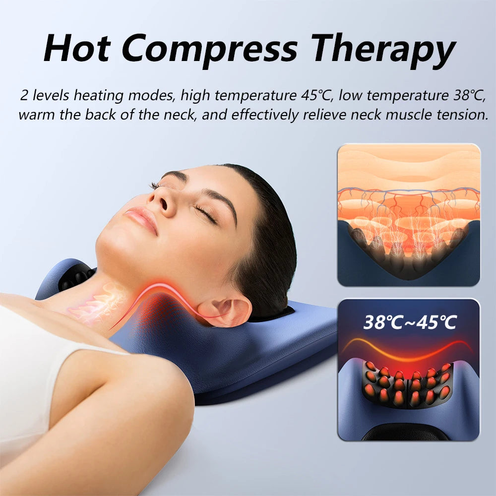 EMS Heated Neck Pillow Massager & Cervical Stretcher by HitMyNeed