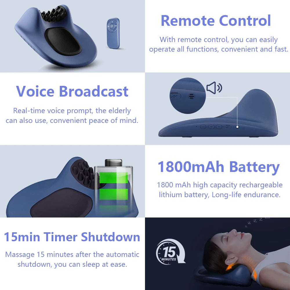 EMS Heated Neck Pillow Massager & Cervical Stretcher by HitMyNeed